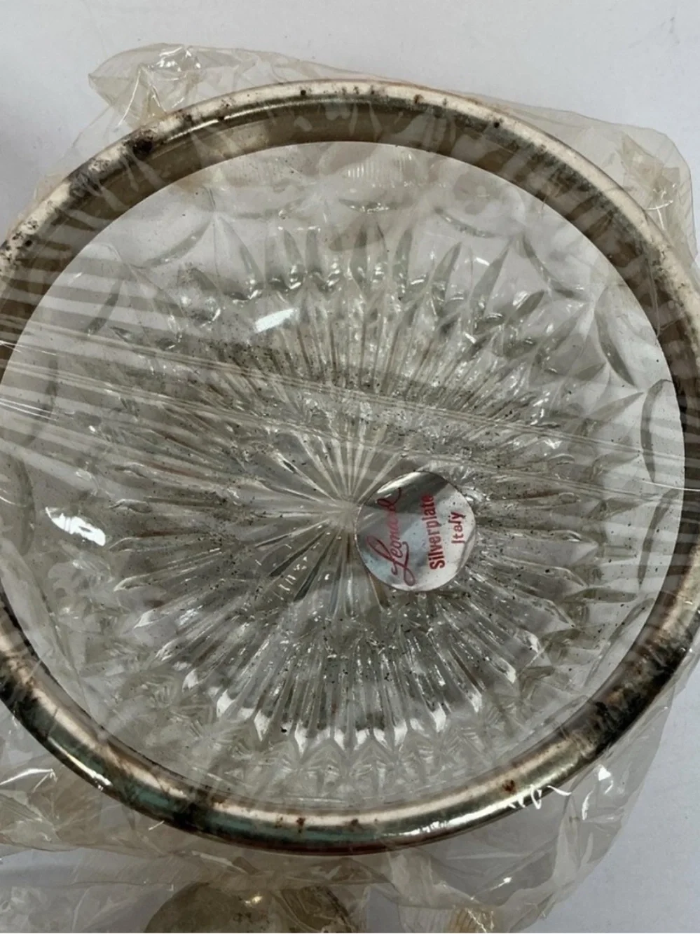 NOS 2 Vintage Leonard Crystal Silverplate Sauce Bowls Spoons Barware | Old Money